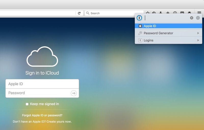 1Password Firefox Login Extension