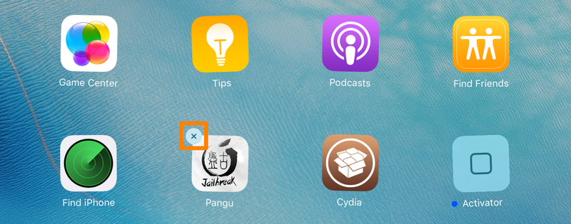Delete the current jailbreak app iOS 9.3.3
