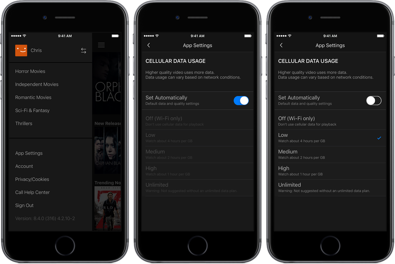 Netflix for iOS cellular settings iPhone screenshot 001