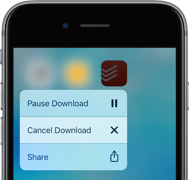 iOS 10 cancel resume app downloads 3D Touch iPhone 6s screenshot 002