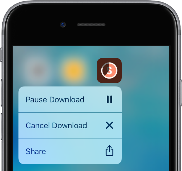 iOS 10 cancel resume app downloads 3D Touch iPhone 6s screenshot 001