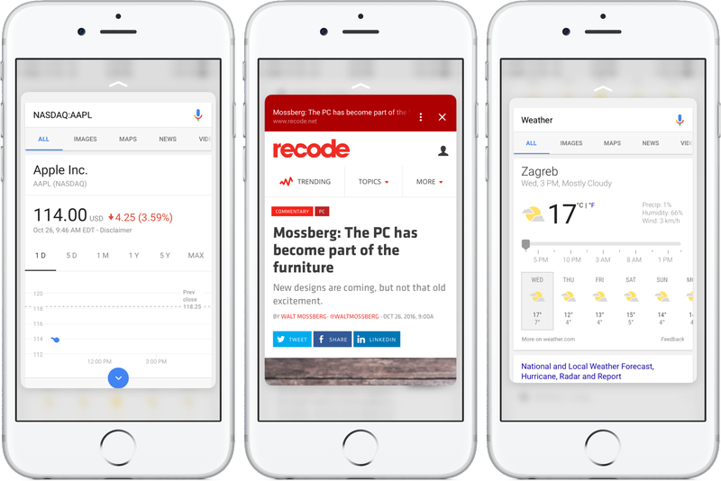 Google 20.3 for iOS 3D Touch Now cards iPhone screenshot 001