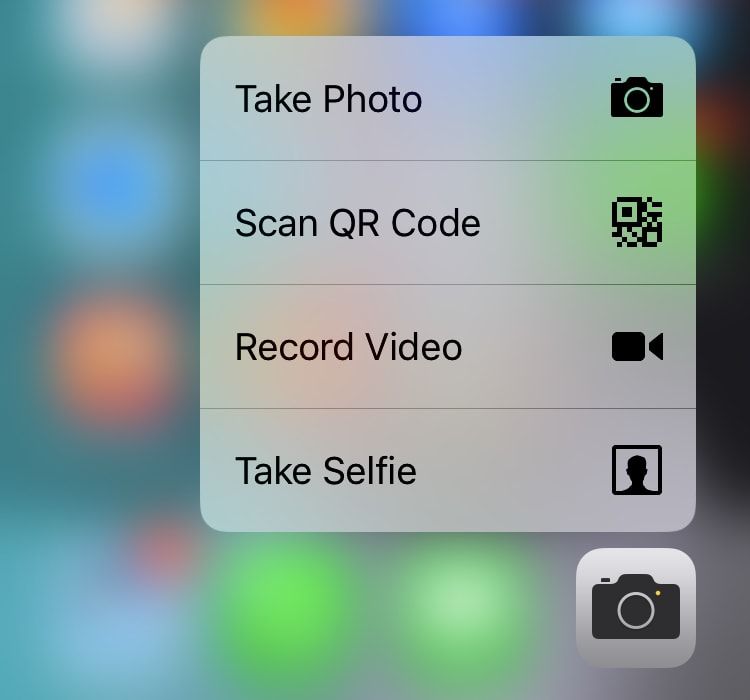 Camera App 3D Shortcuts