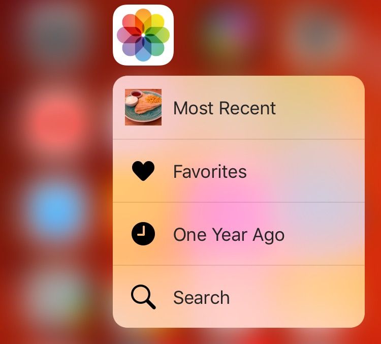 Photos 3D Touch Home screen shortcuts