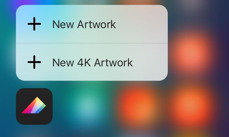 Proreate Pocket 1.6 for iOS 3D Touch Home screen shortcuts iPhone 6s screenshot 001