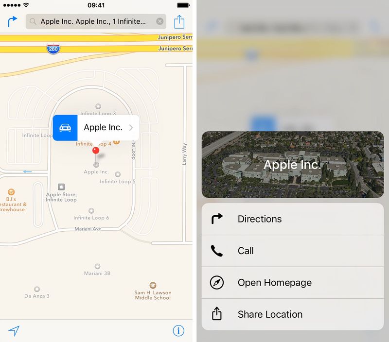 iOS 9 Apple Maps 3D Touch Place information iPhone 6s screenshot 002