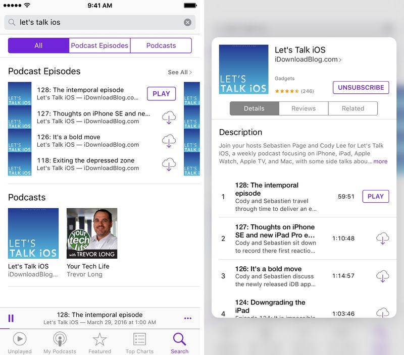 iOS 9 Podcasts 3D Touch Home preview iPhone 6s screenshot 002