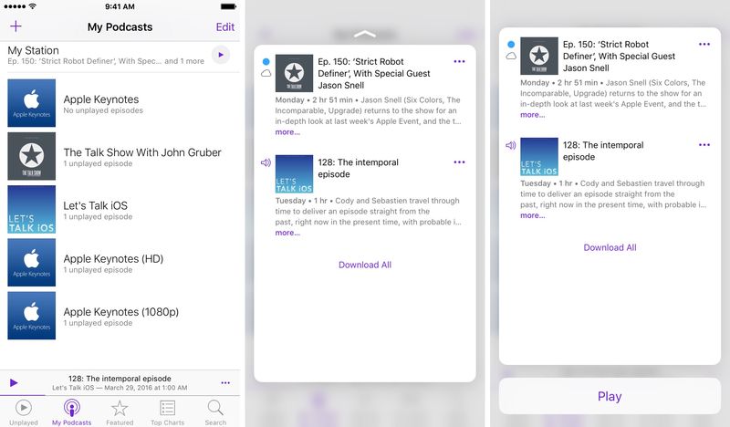 iOS 9 Podcasts 3D Touch Home preview iPhone 6s screenshot 004