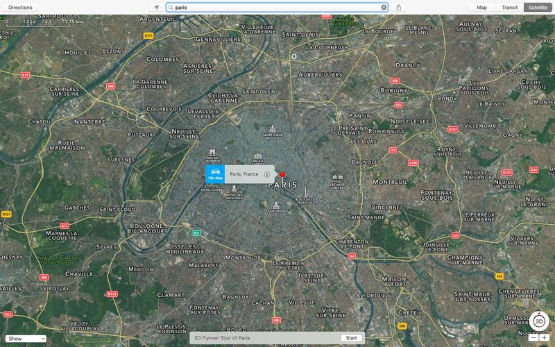 OS X El Capitan Apple Maps 3D Flyover Tour Paris Mac screenshot 001