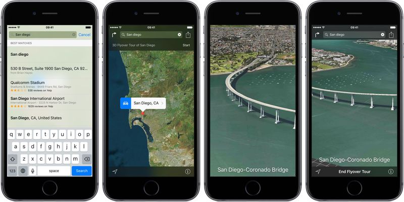 iOS 9 Apple Maps 3D Flyover Tour San Diego iPhone screenshot 001
