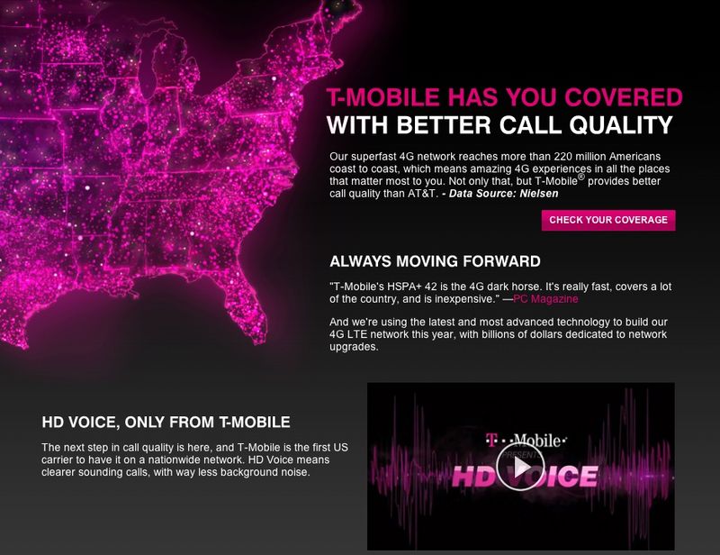 T-Mobile coverage web page