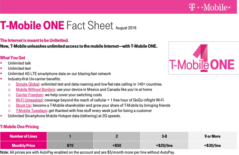 Fiche technique T-Mobile One image 001