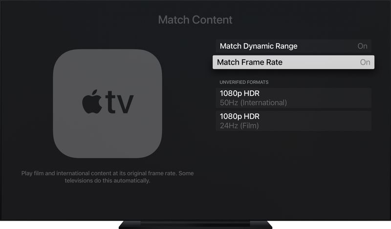 apple tv frame rate