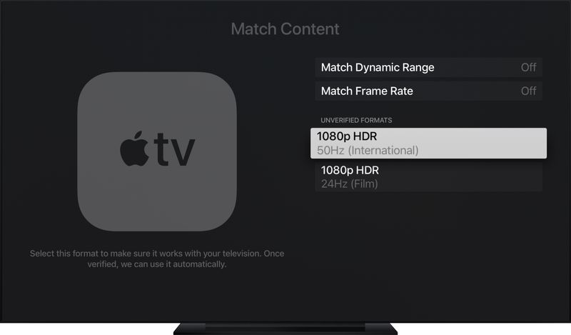 apple tv unverified video formats