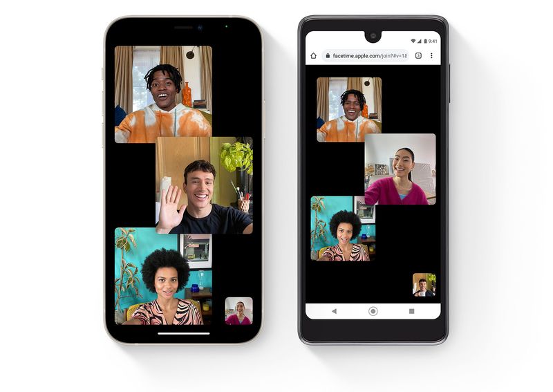 Image du site Web Apple montrant iOS 15 FaceTime sur iPhone et Android