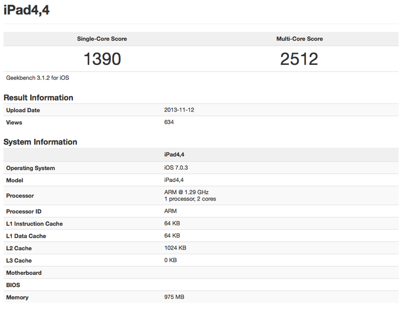 iPad mini 2 (Retina, Geekbench 001)
