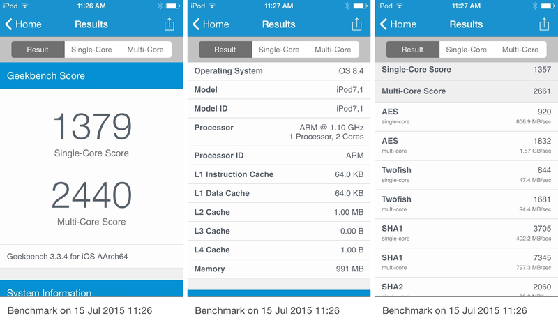iPod touch mid-2015 CPU benchmark iPhone screenshot 001