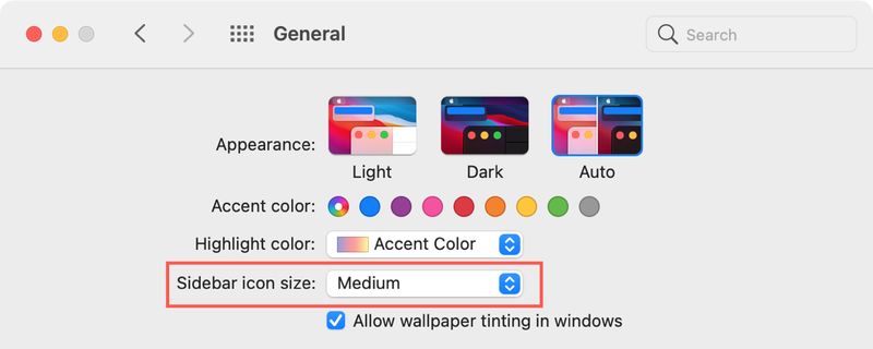 System Preferences General Sidebar Icon Size