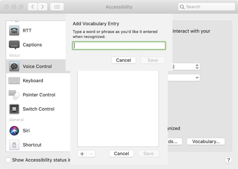 Voice Control Preferences Mac Add Vocabulary