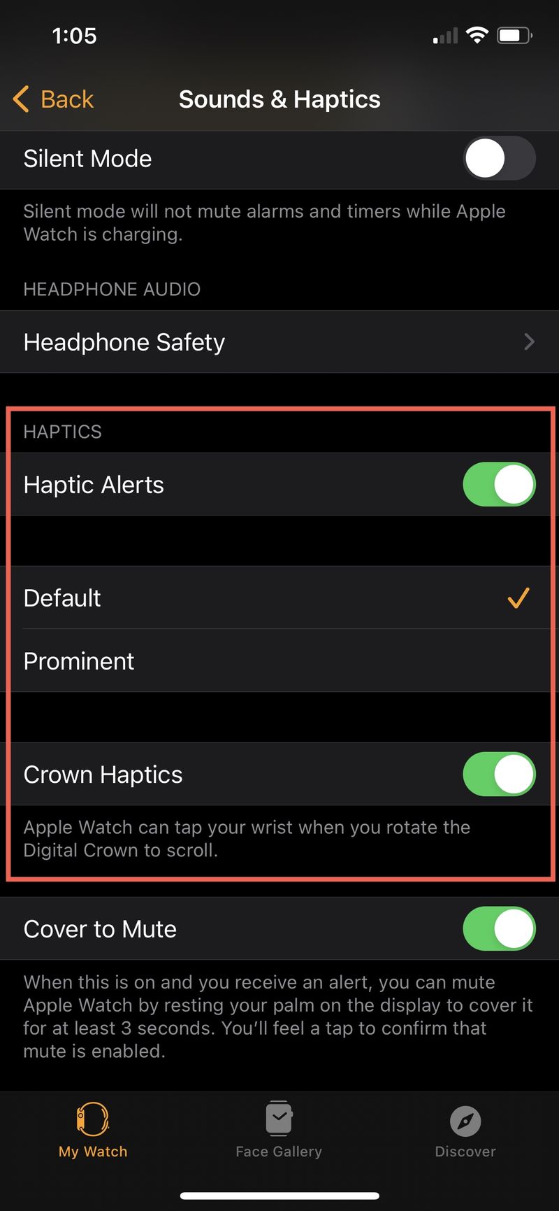 Haptic Alerts Default in Watch on iPhone