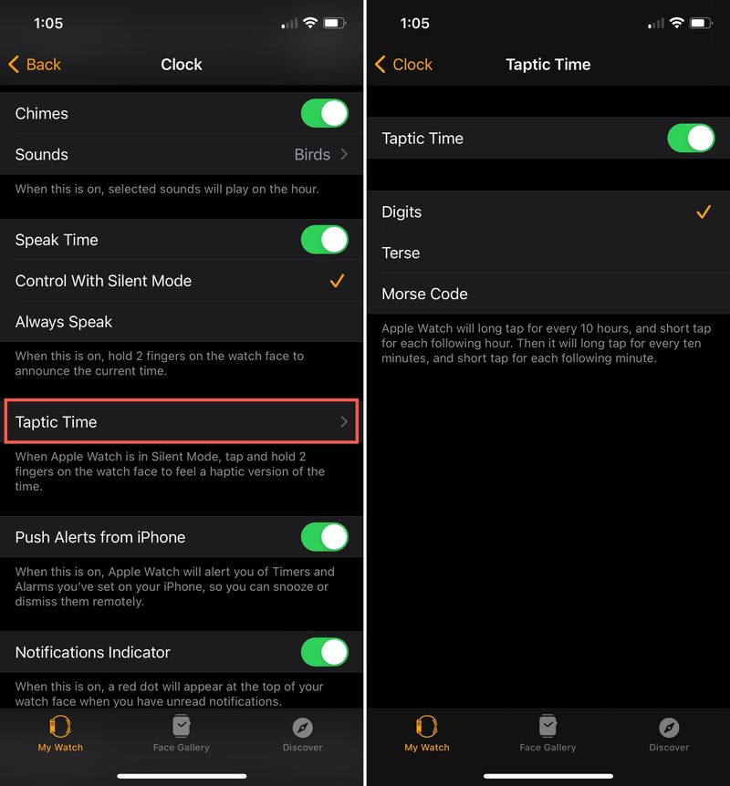 Taptic Time Digits Watch on iPhone