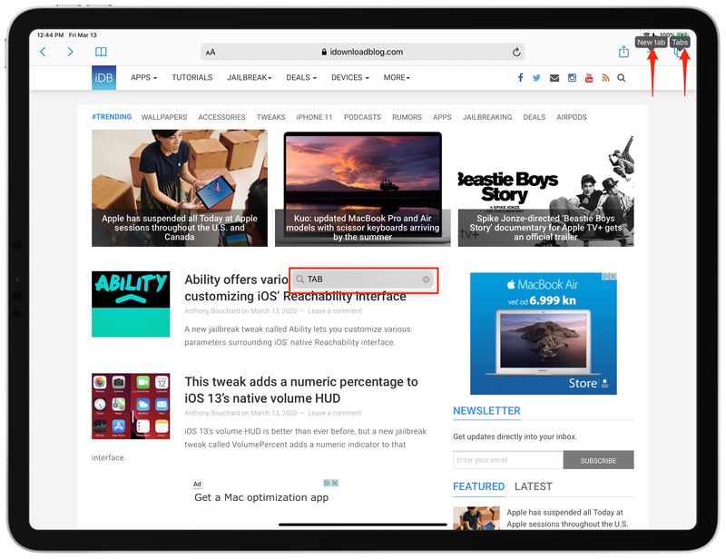 Navigation au clavier de l