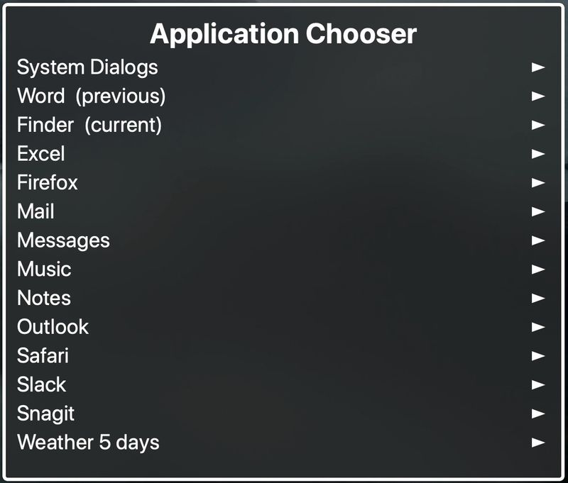 Application Chooser for VoiceOver