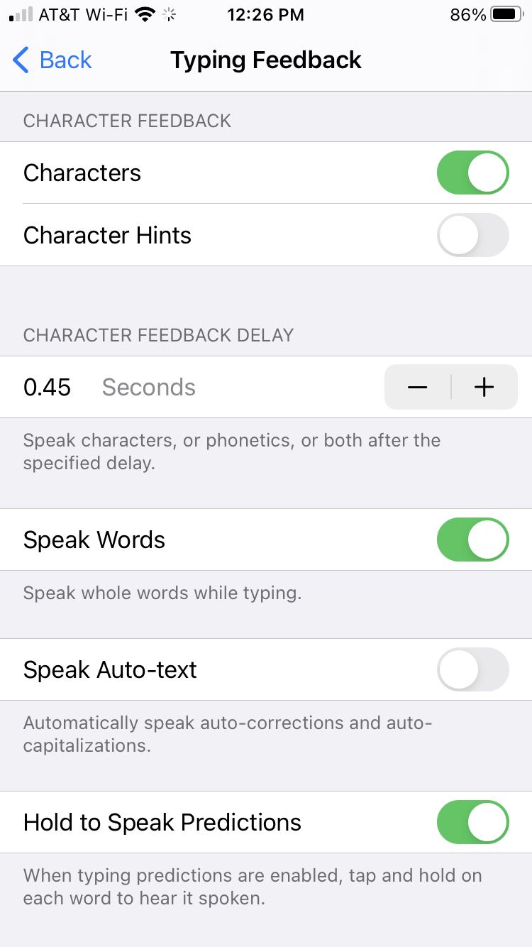 Typing Feedback on iPhone