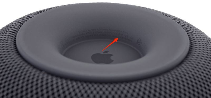 HomePod serial number printed on its back