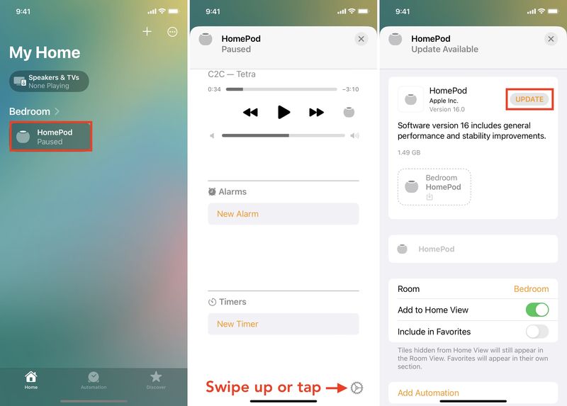 Another method to update HomePod using Home app on iPhone