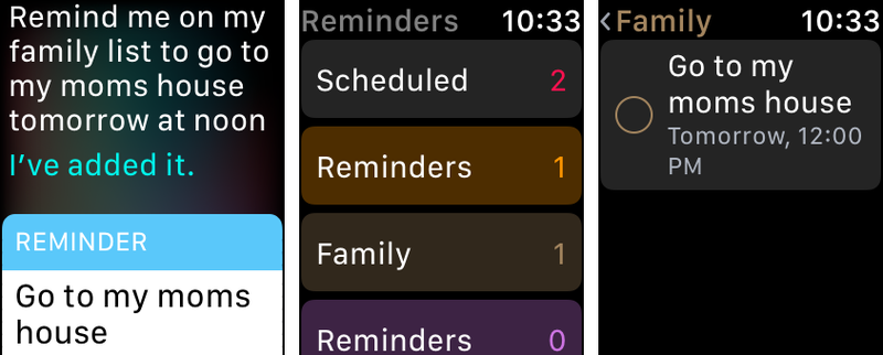 Reminders app on Apple Watch - specific list