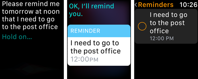 Reminders app on Apple Watch - using siri