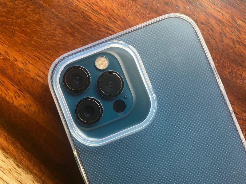 An image showing a massive rear camera bump cutout on a minimalist iPhone 13 case from Totallee