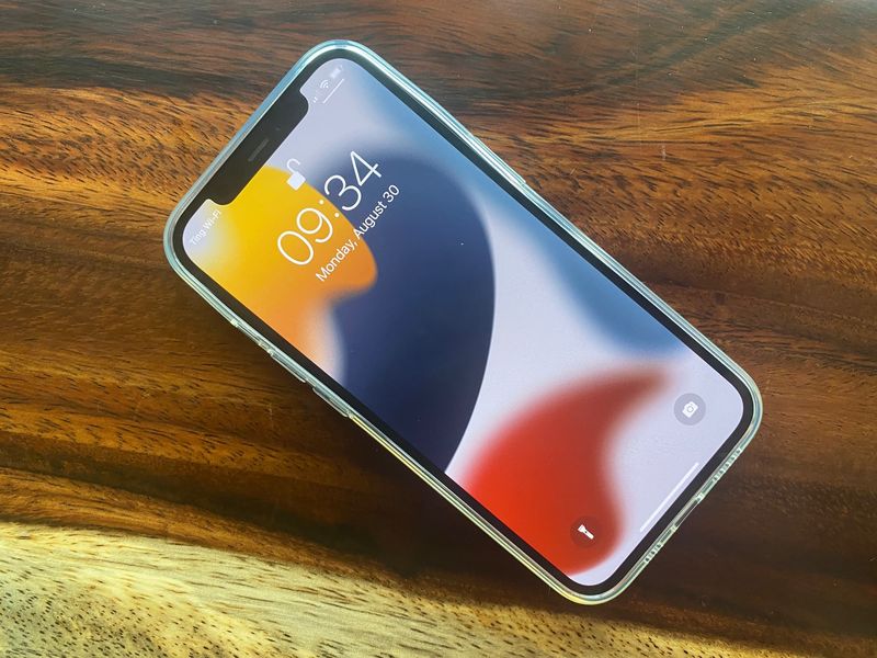 An image showing the front of a minimalist iPhone 13 case from Totallee