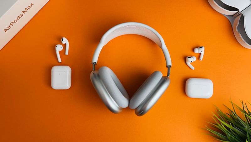 AirPods, AirPods Pro and AirPods Max kept side-by-side