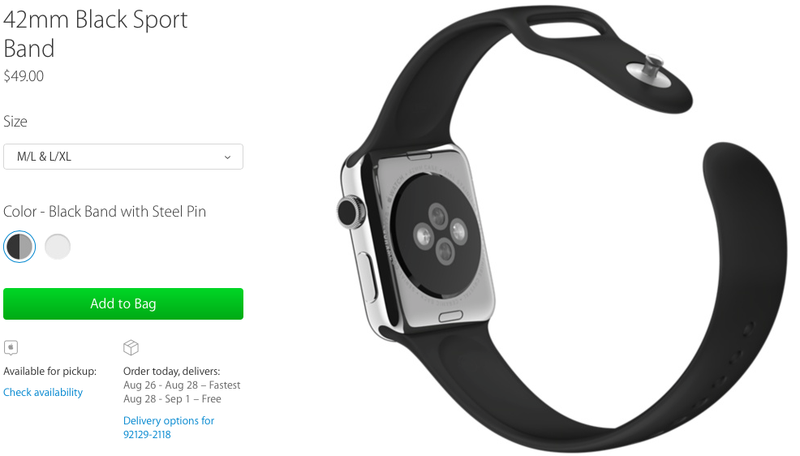 Apple Watch Black Sport Band new sizes web screenshot 001