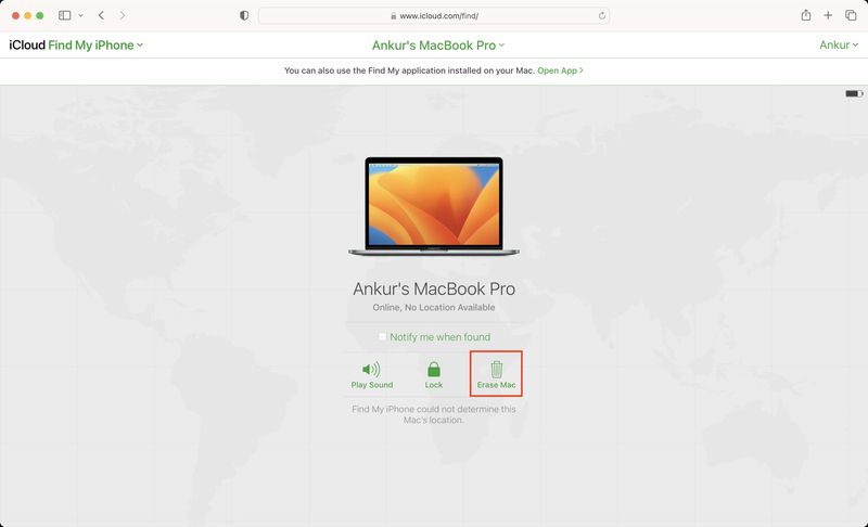 Effacer Mac en utilisant iCloud.com