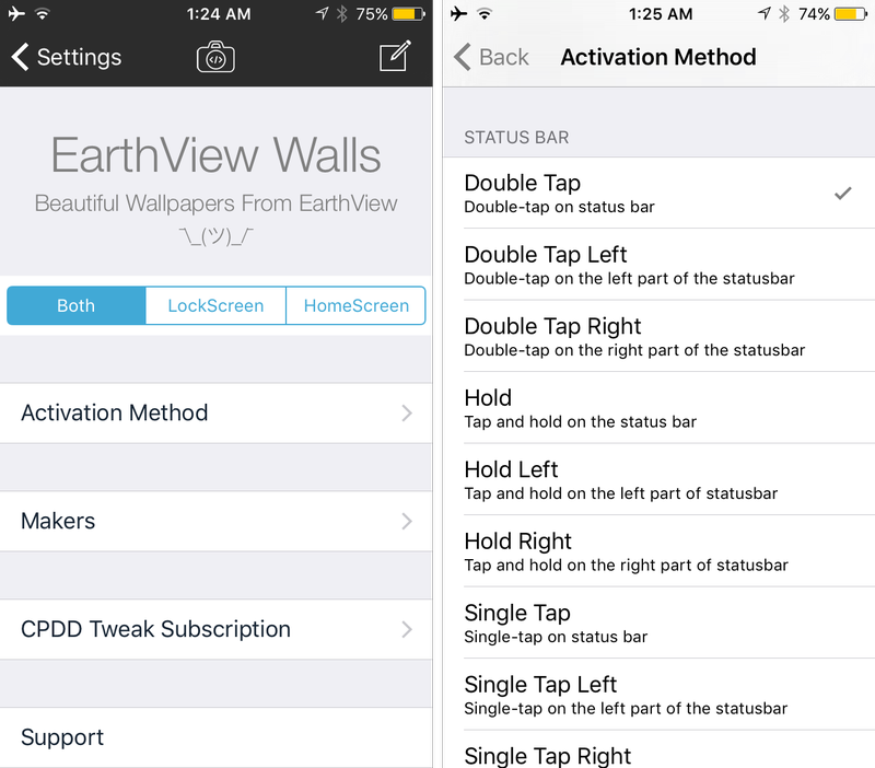 EarthView Walls Preferences pane options to configure