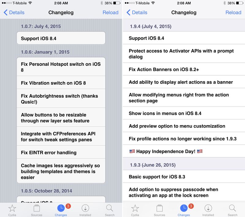 Activator FLipswitch iOS 8.4