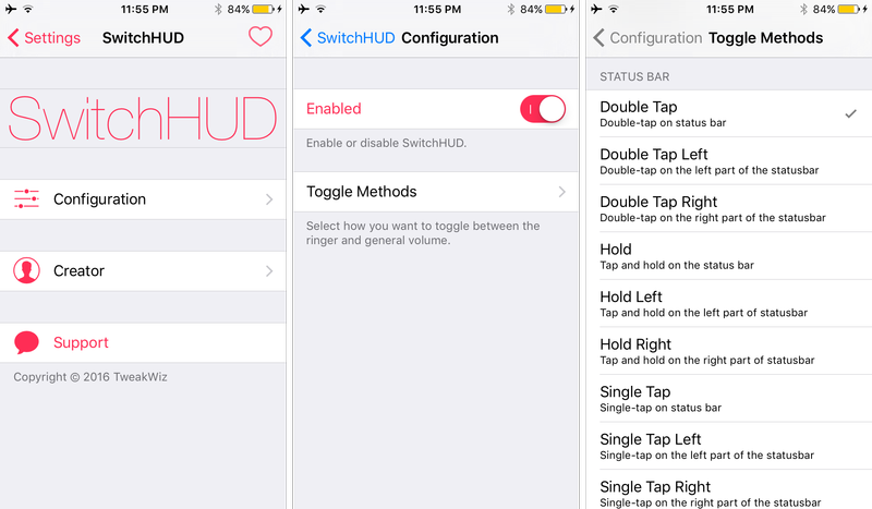 SwitchHUD preferences pane options to configure