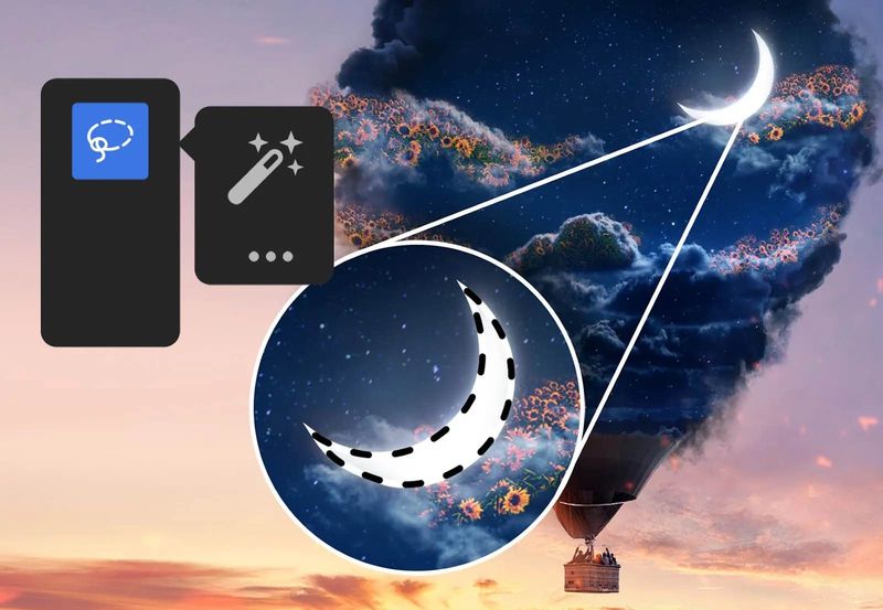 Adobe promotional image showing the Magic Wand tool in Photoshop for iPad