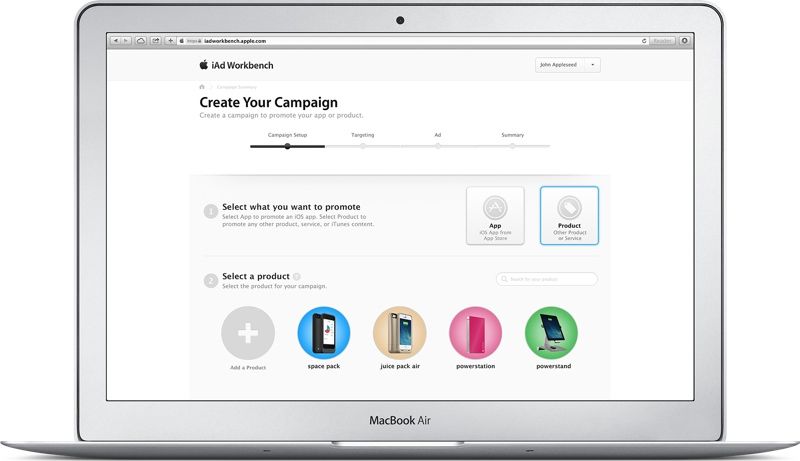 iAd Workbench (create campagin, MacBook Air)