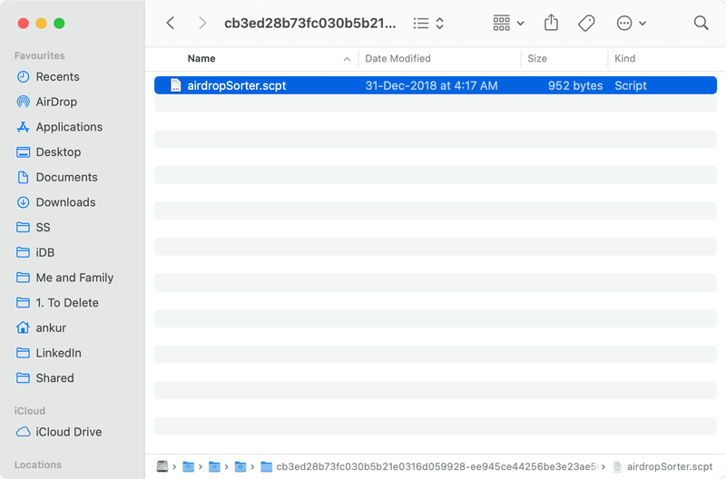 fichier de script airdropSorter sur Mac