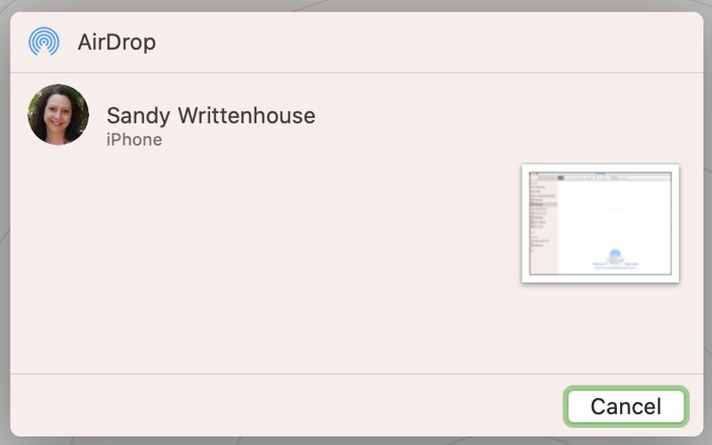 Envoyer AirDrop iPhone Mac
