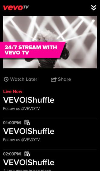 Vevo 2.8 for iOS (iPhone screenshot 001)