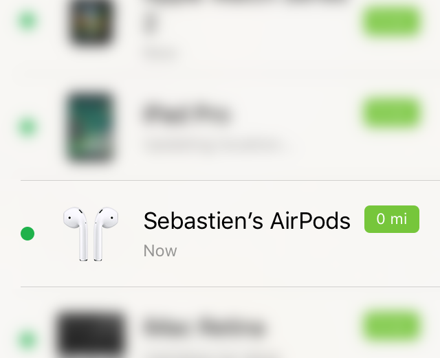 AirPods dans Localiser mon iPhone