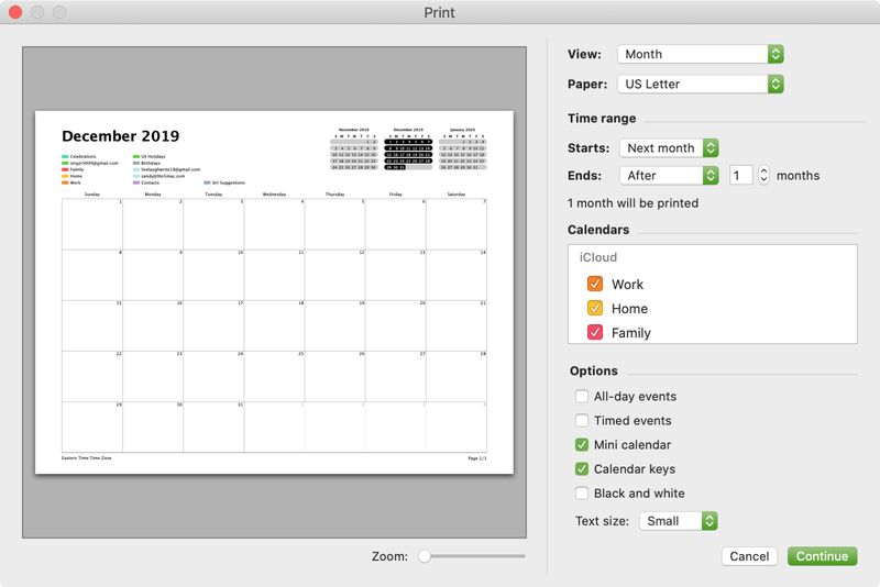 Imprimer le calendrier sur Mac