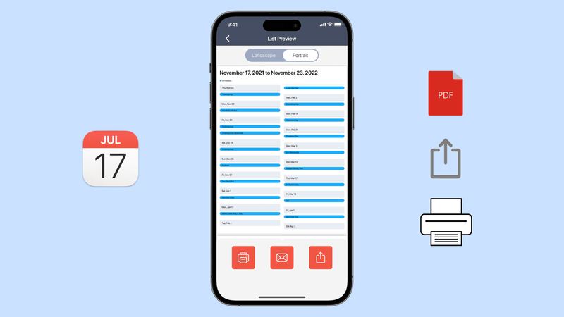 Imprimer, exporter et partager des événements de calendrier sur iPhone