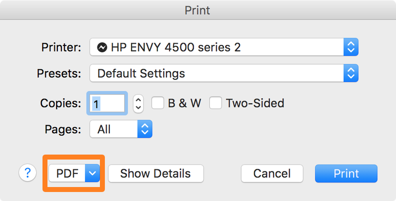 Imprimer en PDF Mac
