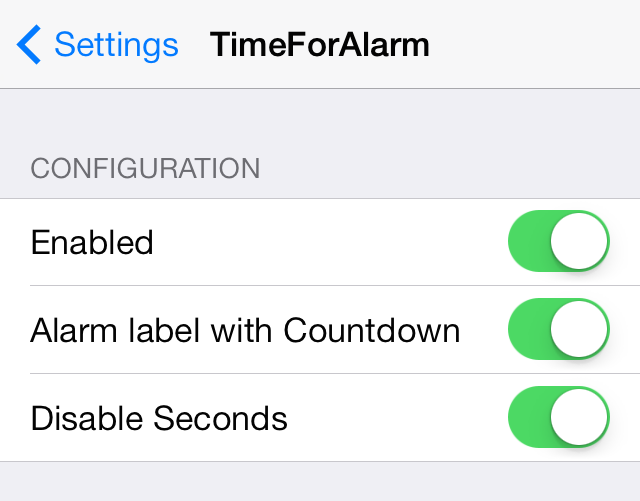 TimeForAlarm Settings